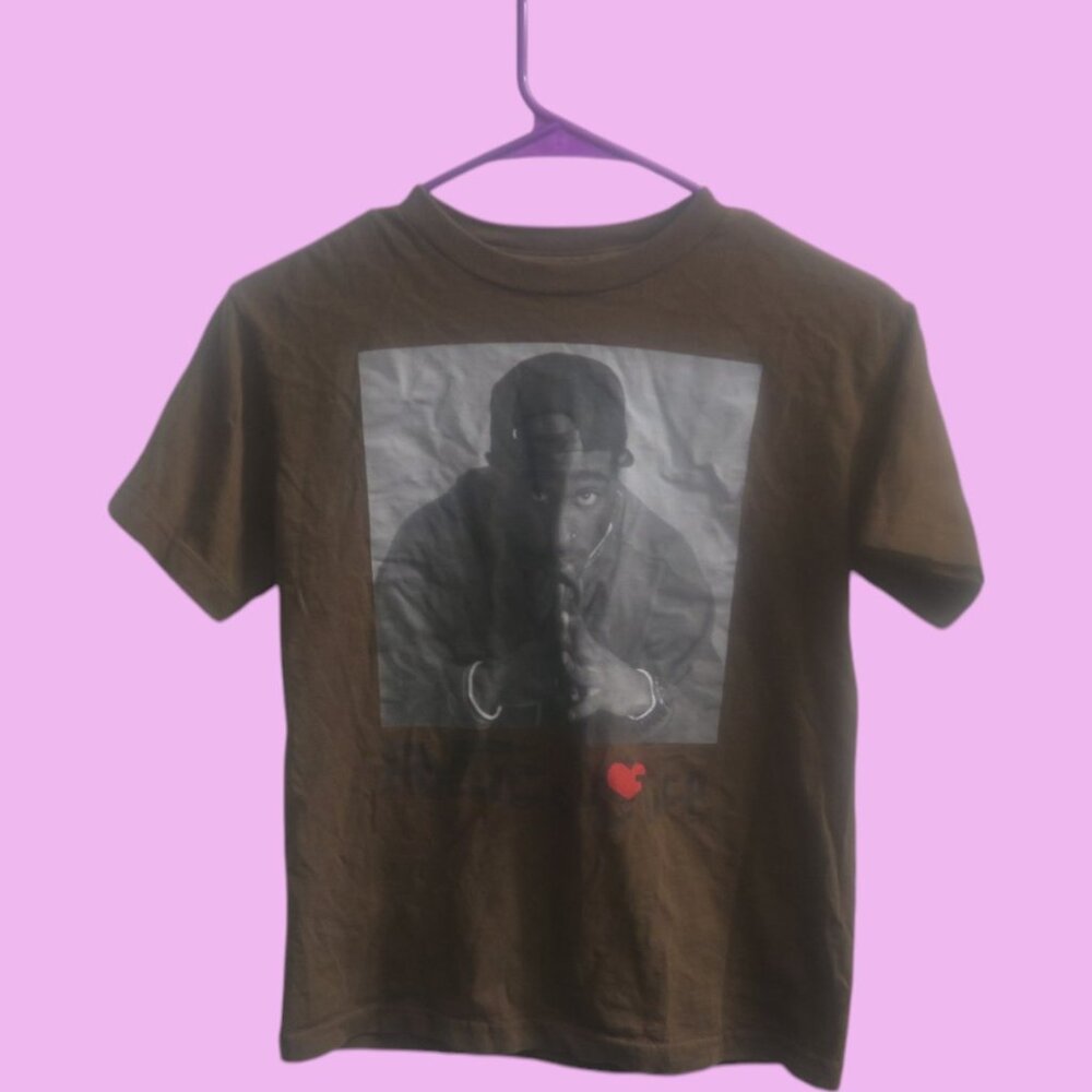 Chemistry Tupac graphic t-shirt band tee shirt unisex in brown size medium.